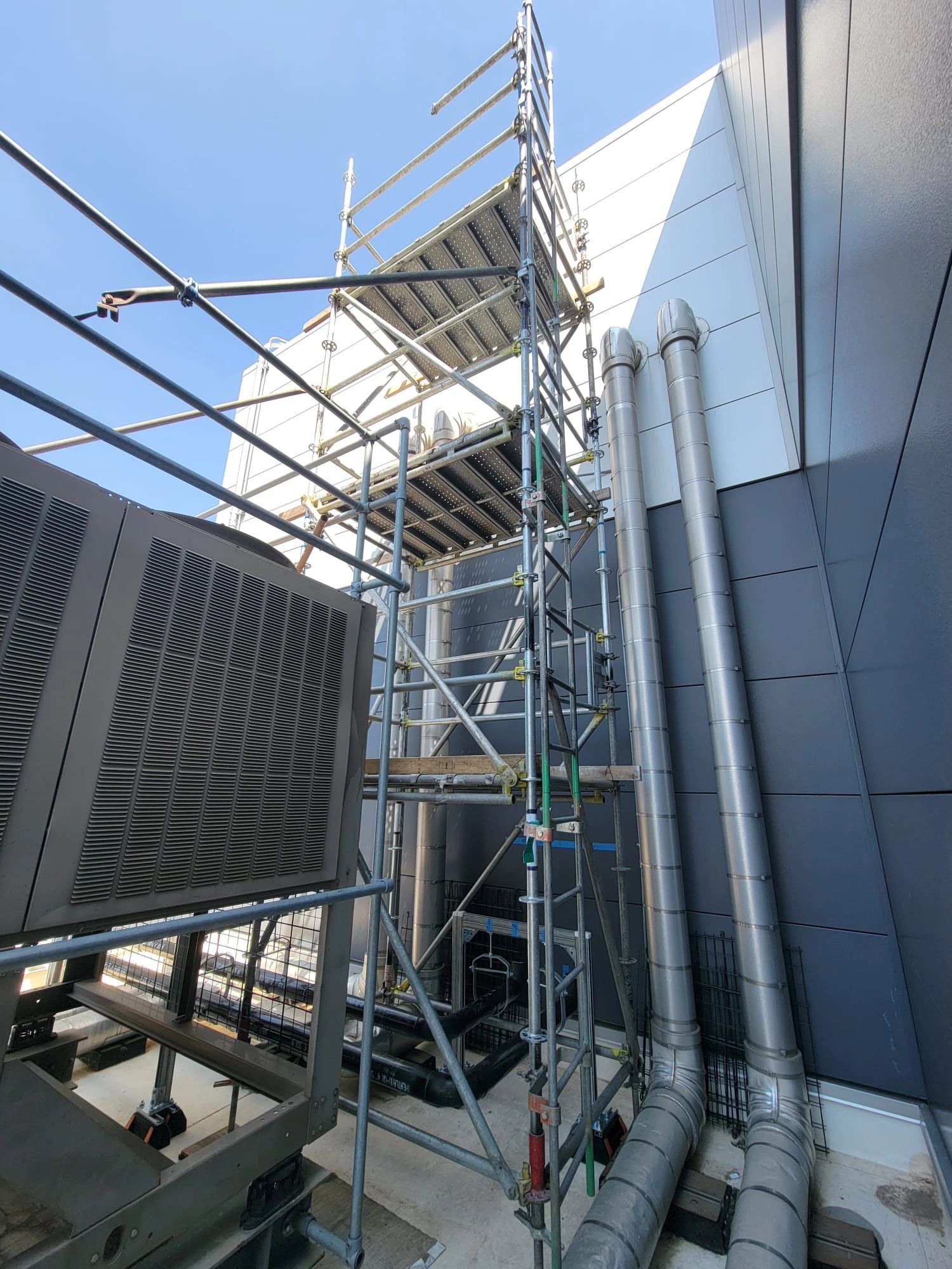 System scaffold around HVAC equipment in the Twin Cities