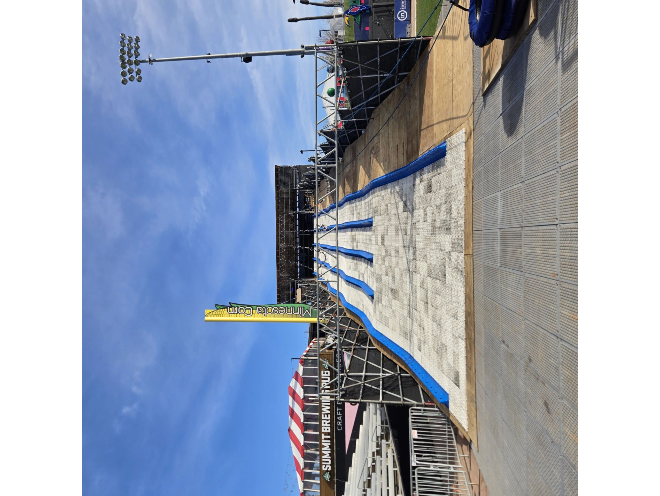 Scaffold rental used to build a slide at the GLOW Holiday Festival in Saint Paul, MN.