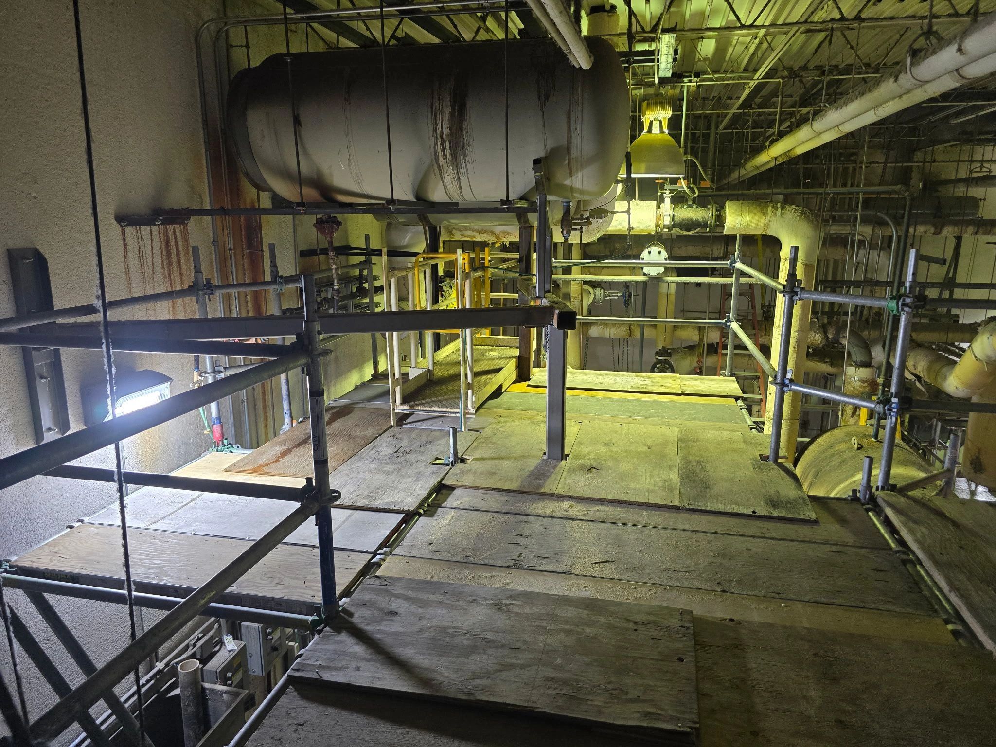 System Scaffolding Dance Floor in a Mechanical Room